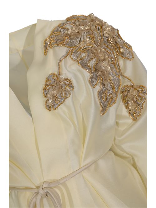 Completo Maddie 66678 in raso con applicazioni strass Vanilla TARIK EDIZ | 66678VANILLA